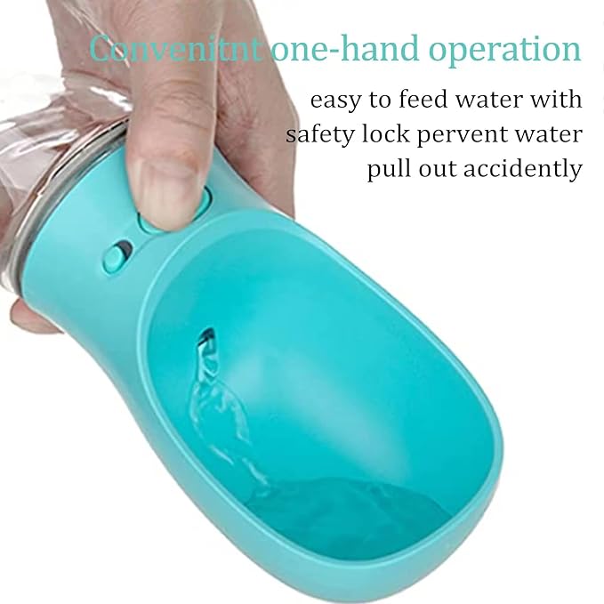 Dog Water Bottle, Leak Proof Portable Puppy Water Dispenser with Drinking Feeder for Pets Outdoor Walking, Hiking, Travel (12OZ, Blue)
