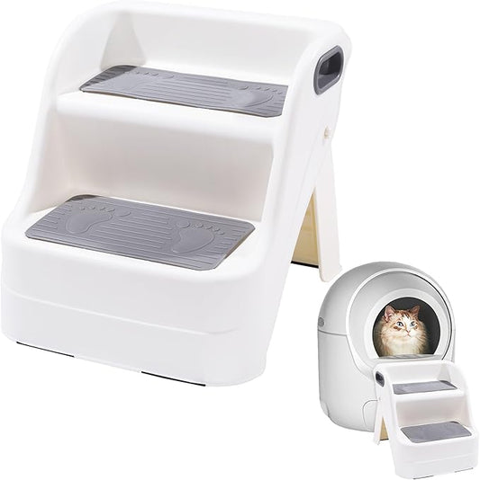 BALAPET Cat Ramp for Litter Box Litter Box Ramp Custom Fit for Automatic Cat Litter Box,with Non-Slip Rubber Feet, Cat Steps Suitable for Small & Elderly Cats