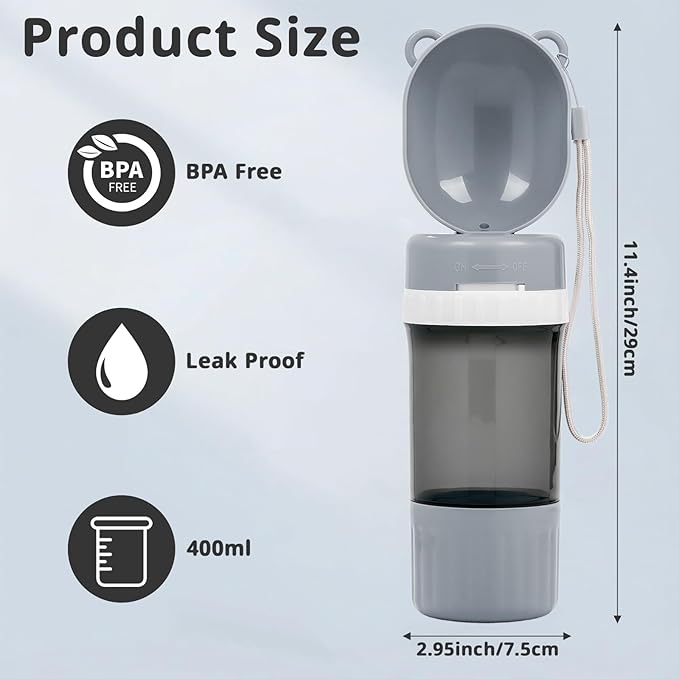 Pet Water Bottle Leak Proof Portable - Dog Water Dispenser with Drinking Bowl, Puppy Travel Accessories for Outdoor Walking, Hiking, Running