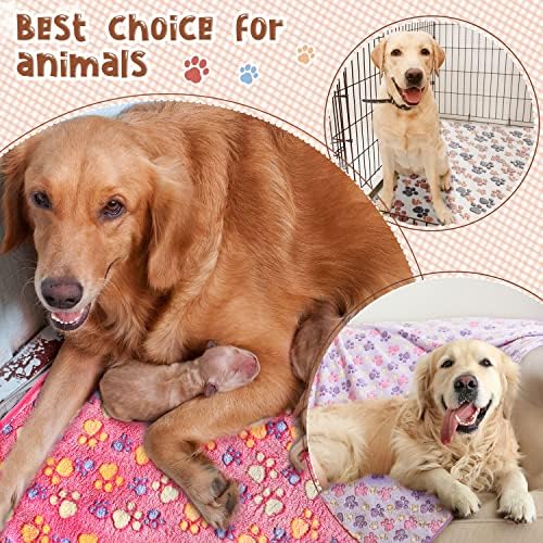 Tatuo 4 Pack Fleece Dog Blanket for Pet,Mixed Color,72 x 72 Inch,Paw - Image 4