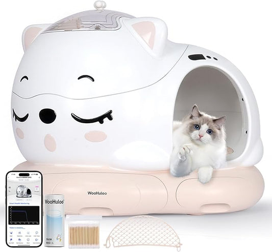 Automatic Cat Litter Box Self Cleaning with AI & 21 Sensors,Extra Large 80L, for Large Cats & Multiple Cats, Dual Odor Control, Low-Entry Design, Quiet Motor, APP Control (White)