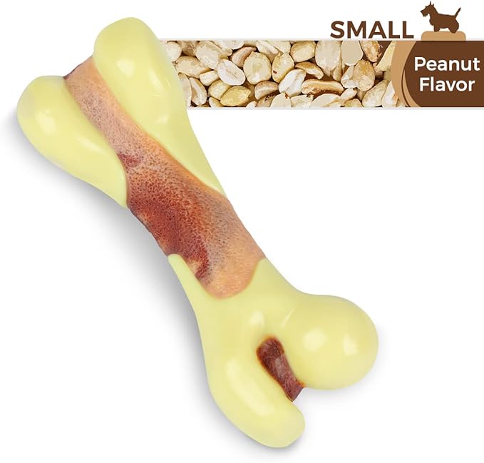 Tikaton Dog Chew Toys for Aggressive Chewers, Peanut Butter Flavor Durable Dog Teething Chew Toys Bones for Large/Medium/Small Puppies