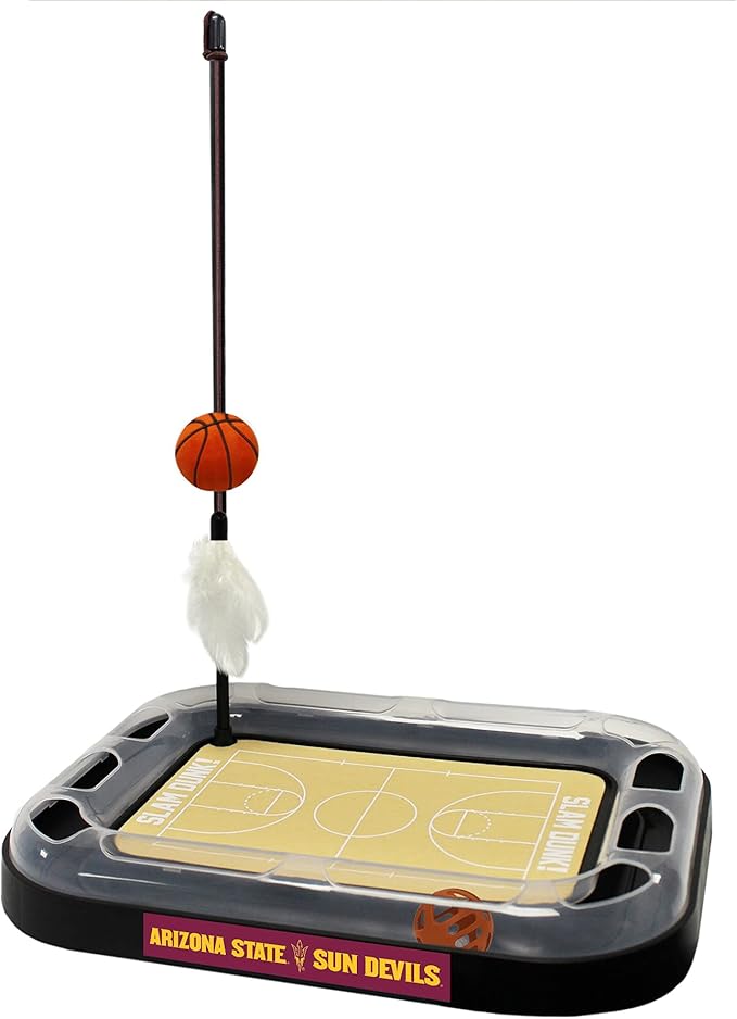 Cat Scratch Toy NCAA Arizona State Sun Devils Reversible Basketball Court Felt/Cardboard Cat Scratcher. Interactive Cat Ball Bell Tracks. 6-in-1 CAT Toy. Cat Wand Poll. Catnip-Filled Plush Basketball
