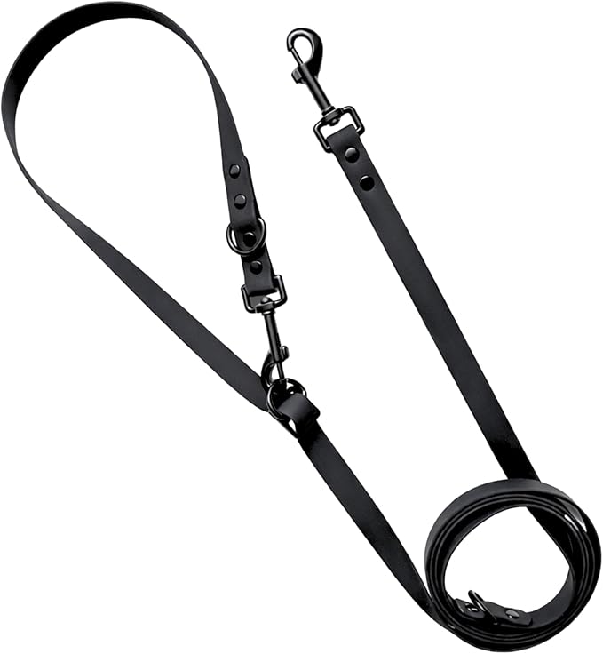 Hands-Free Waterproof Dog Leash, Adjustable Waist & Crossbody Dog Leash for Running, Walking & Hiking (Black, 8 FT)