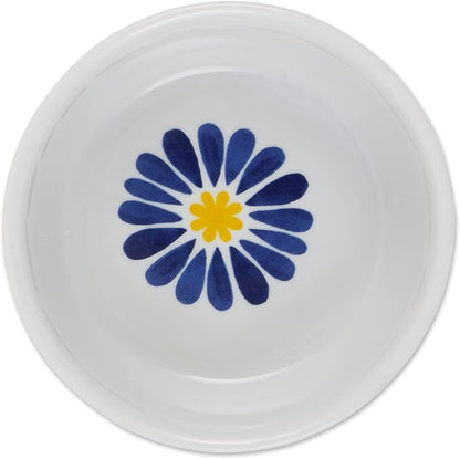 Bone Dry Ceramic Food & Water Bowls for Pets Non-Slip for Secure, Less Messy Feeding, Microwave & Dishwasher Safe, Small Set, 4.25x2, Azulejos Tile, 2 Count