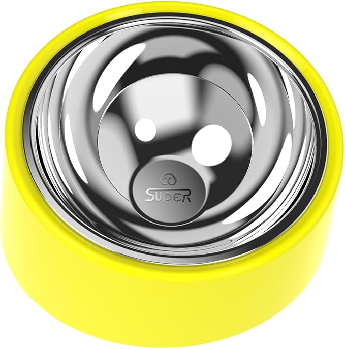 French Bulldog Bowl (15° Tilted) - Anti-Choke Slow Feeder for Flat-Faced Dogs, Non-Spill Non-Skid Weighted Base, Large 750ml (Yellow)