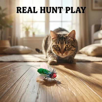Cat Feather Toys - 2 Pcs Handmade Simulation Flies – Durable Cat Toy Wand Refills - Interactive Kitten Teaser Wand Attachments - Cat Toys Replacement for Cat Kitten Wand