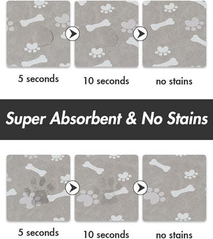 MontVoo Dog Food Mat-Pet Feeding Mat for Food and Water-No Stains Quick Dry Dispenser Cat Bowl Mat for Messy Drinkers(17"x34" Grey)