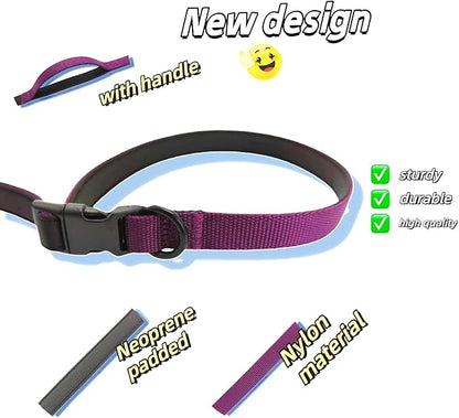 Multifunctional Dog Leash with Extra Handle -4 in 1 Hands-Free Adjustable Dog Leash for Jogging, Walking, Running - Fits Small and Medium-Sized Dogs (Purple, M)