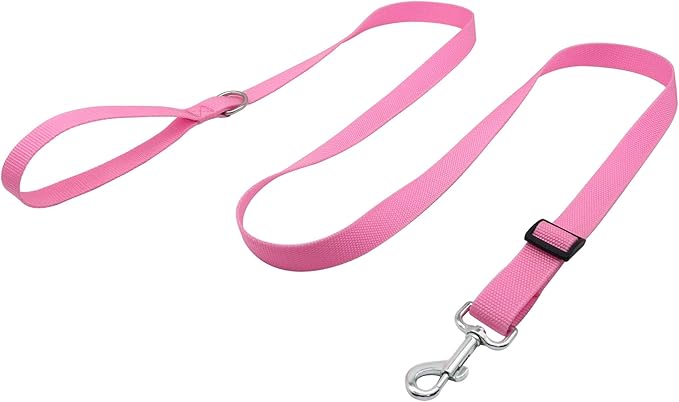 TAIAN Adjustable Nylon Dog Leash, 6 Foot Long Dog Leashes for Medium Large Dogs Pink