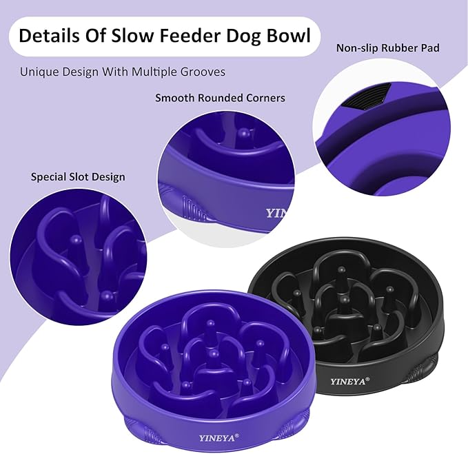 4 Cups Slow Feeder Dog Bowls Large Breed, Anti-Choking Pet Supplies, Maze Dog Food Bowl, Puzzle Feeder That Slow Down Eating 2PCS