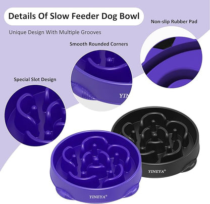 4 Cups Slow Feeder Dog Bowls Large Breed, Anti-Choking Pet Supplies, Maze Dog Food Bowl, Puzzle Feeder That Slow Down Eating 2PCS
