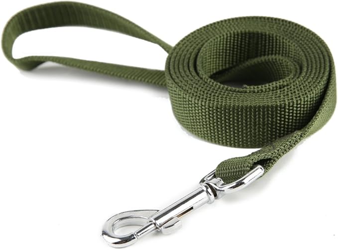 Nylon Dog Training Leash, Traction Rope, 4Ft /5 Foot /6 Feet Long, 5/8 inch 3/4 Inch 1 Inch Wide, for Small and Medium Dogs (1'' x 7 FT, Green)