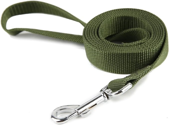 Nylon Dog Training Leash, Traction Rope, 4Ft /5 Foot /6 Feet Long, 5/8 inch 3/4 Inch 1 Inch Wide, for Small and Medium Dogs (1'' x 12 FT, Green)