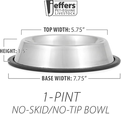 QT Dog Non-Tip Anti-Skid Stainless Steel Bowl, 1 Pint