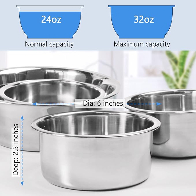 Raised Small Dog Bowls Wall Mount Pet Bowl, Collapsible Elevated Pet Bowl for Dog Cat Chicken Coop - 4 Cups / 1 Quart