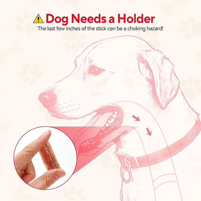 2 in 1 Interactive Treat Dispensing Dog Toys, Bully Stick Holder, Adjustable Dog Treat Holder for Medium & Large Dogs, Safety Device to Prevent Choking, Red