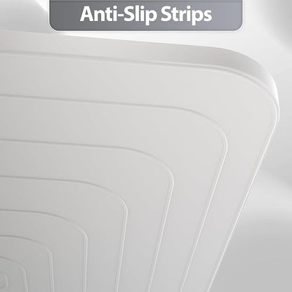Silicone Dog Food Mat, Waterproof Anti-Slip Pet Feeding Mat with Warped Resistant Raised Edge,Spill-Proof Lip Floor Protection,Dishwasher-Safe Pet Placemat for Dogs & Cats(M 20" x 14" Sand White)