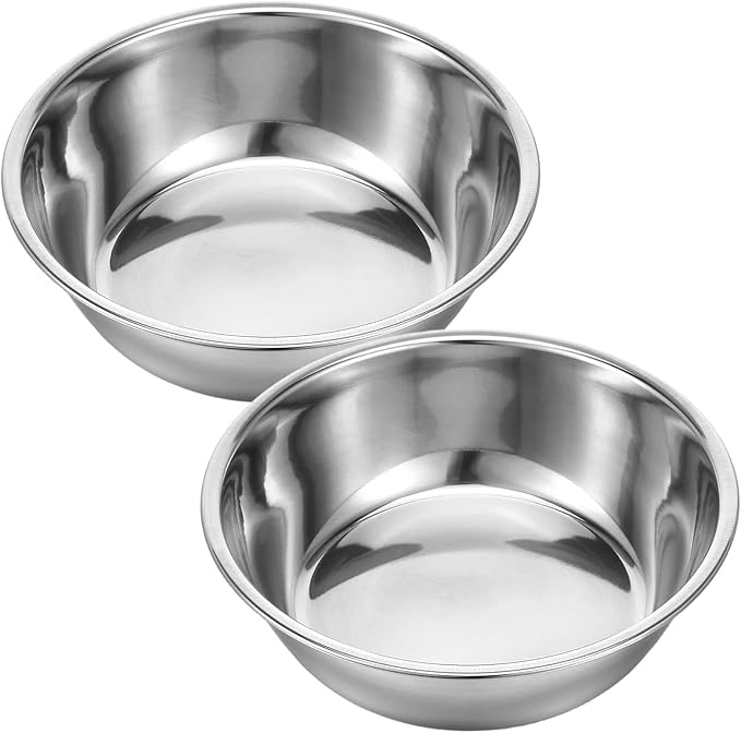 2 Pack Metal Cat and Dog Small Bowls, Stainless Steel Dog Bowls, Dogs Water and Food Bowl Set, Pet Dishes for Small Dogs and Cats