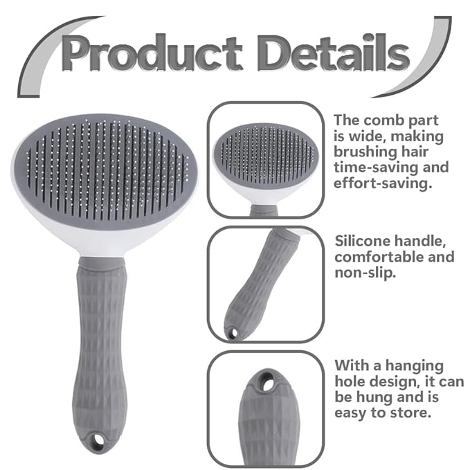 Cat Brush for Shedding & Grooming, Self-Cleaning Cat Slicker Brush with Push Button | Gentle Deshedding & Dematting Tool for Short & Long Hair Cats and Dogs | Massaging Pet Hair Remover for Loose Fur