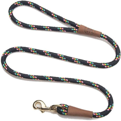 Mendota Pet Snap Leash - British-Style Braided Dog Lead, Made in The USA - Black Confetti, 1/2 in x 6 ft - for Large Breeds