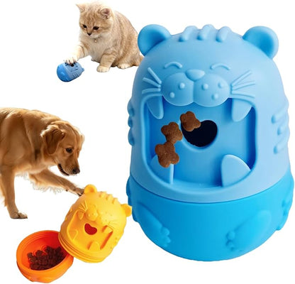 Cat Cognitive Treat Dispensing Dog Enrichment Toy,Multi-Functional Puzzle Design,Snuffle Ball& Interactive for Pet Mental Stimulation,Smart (Blue)