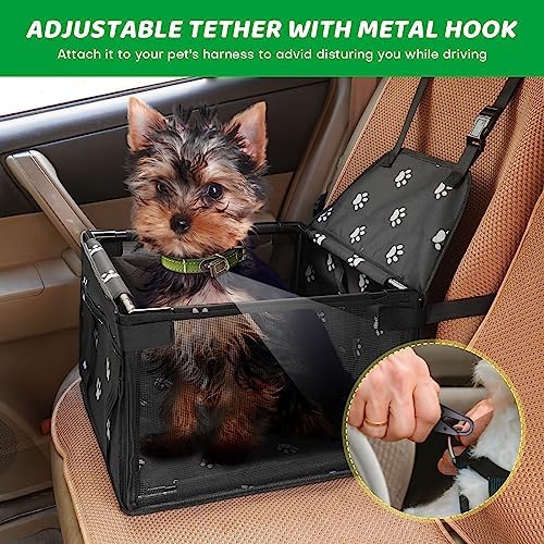 GENORTH Small Dog Car Seats for Small Dogs,Portable Puppy/Pet Car Booster Seat with Clip-On Leash and Mesh Window for Pet Up to 11 lbs - Image 3