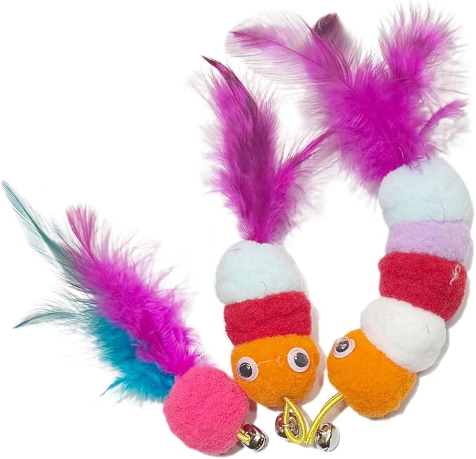 3PCS Cat Feather Toys with Bell, Cat Toys for Pet Cat,Rolling Balls Satisfies Indoor Kitten's Hunting, Chasing and Exercising Needs