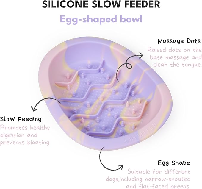 CHEWFFON Easter Dog & Cat Lick Mat Bowls, BPA-Free Silicone Slow Feeder Bowl with Suction Cups, Non Slip Pet Food Bowl Reduces Boredom and Anxiety, Dishwasher Safe, Lavender
