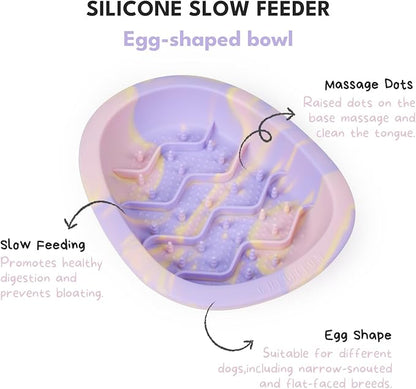 CHEWFFON Easter Dog & Cat Lick Mat Bowls, BPA-Free Silicone Slow Feeder Bowl with Suction Cups, Non Slip Pet Food Bowl Reduces Boredom and Anxiety, Dishwasher Safe, Lavender
