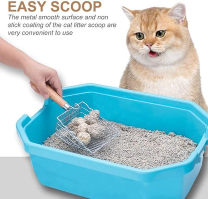 Cat Litter Scoop with Hook and Hole, Stainless Steel for Easy Clean, Premium Kitty Shovel Metal, Sifter Scooper, Durable, Heavy Duty, Not Smelly, for Litter Box (Only Scoop)