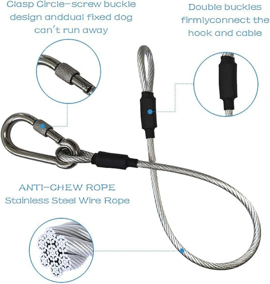 Heavy-Duty - Heavy-Duty Metal Cable Lead（1/4inch）,No Tangle Multiple Dog Leashes for Medium and Large Dogs- Heavy Duty Leash Extender for Collars & Harnesses (Transparent,20in/50cm)