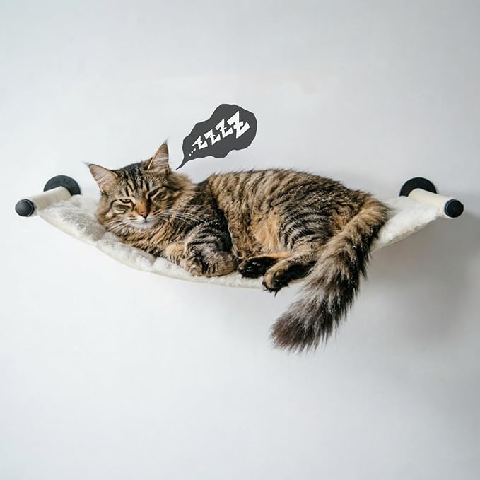 Cat Hammock Wall Mounted, 35.43 x 13.58 inch Wall Mounted Cat Shelves, Metal Brackets Cats Beds for Sleeping, Playing, Climbing and Resting Stabilized Wall Furniture Soft and Warm Fabric