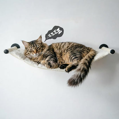 Cat Hammock Wall Mounted, 35.43 x 13.58 inch Wall Mounted Cat Shelves, Metal Brackets Cats Beds for Sleeping, Playing, Climbing and Resting Stabilized Wall Furniture Soft and Warm Fabric
