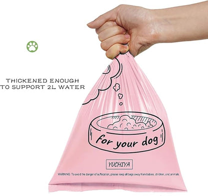2 Pack Dog Poop Bag Holder with 2 Rolls of Blue Leak-Proof Dog Waste Bags Poop Bag Dispenser with Leash Clip Key Ring (Pink, 1 Holder 135 Bags)