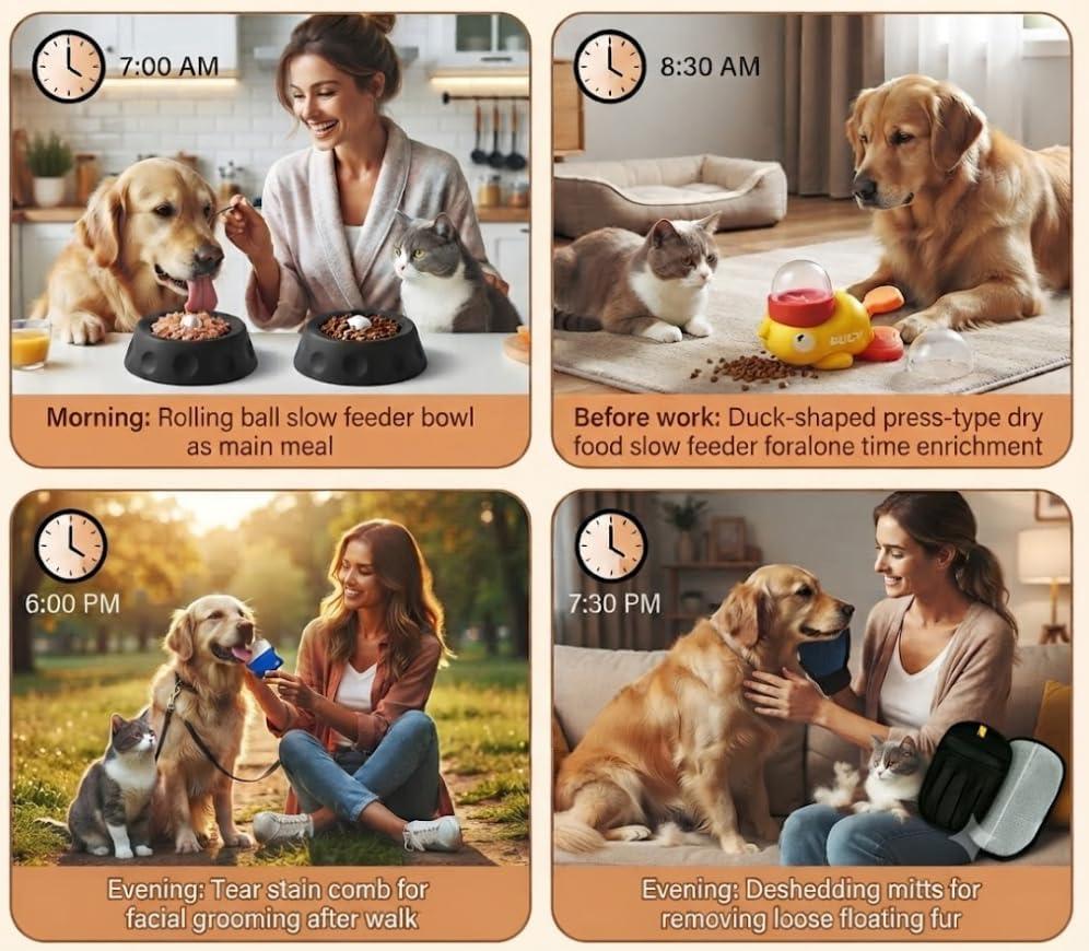 Non Bisphenol A Ball Dog Lick Bowl, Duck Snack Dispenser, Pet Beauty Gloves, Cleaning Comb, Suitable for Small and Medium Sized Dogs and Cats, Non Slip Dishwasher Safe - Image 4