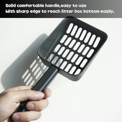 Cat Litter Scooper with Caddy and Holder, with Container to Store, Durable ABS Material and Cute Design - 85 Matte Dark Grey