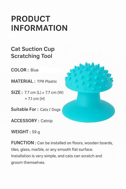Cat Grooming Supplies for Indoor Pets - Furminator for Cats with Suction Cup - Cat Face Scratcher with Holes for Catnip - Thermoplastic Rubber Corner Brush for Cats Kittens Hamsters (Without Catnip)