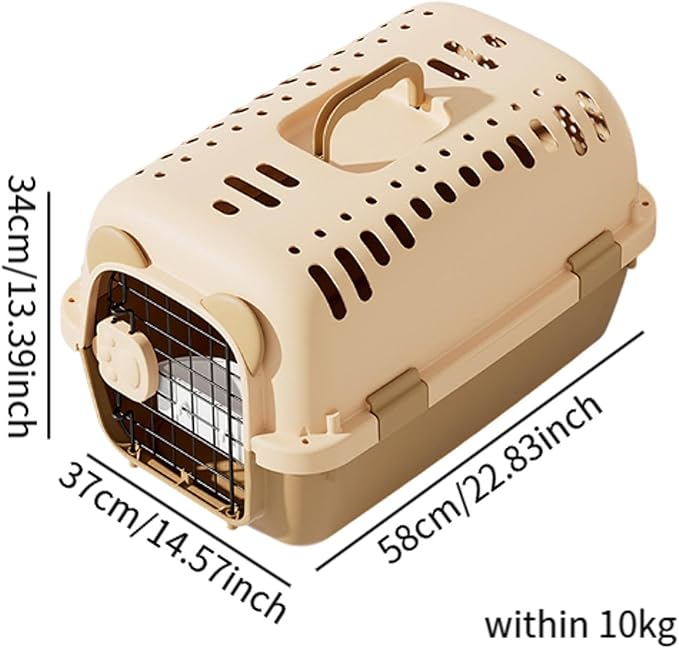Pet Dog Travel Kennel Hard Sided Transport Box Cats Cage for Tiny Dog Breeds Indoor Outdoor Carrying Pet Store Walking S(L)