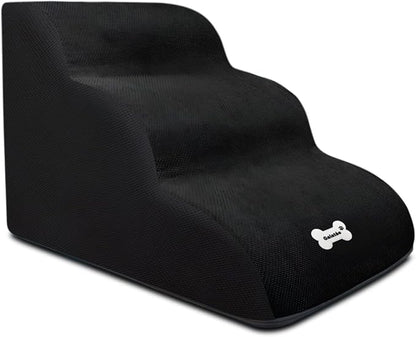 Dog Stairs, Soft Comfortable Pet Stairs with Washable & Zippered Cover, Easy Climb Dog Ramp Steps, Dog Ramps for Sofa Bed(Black)