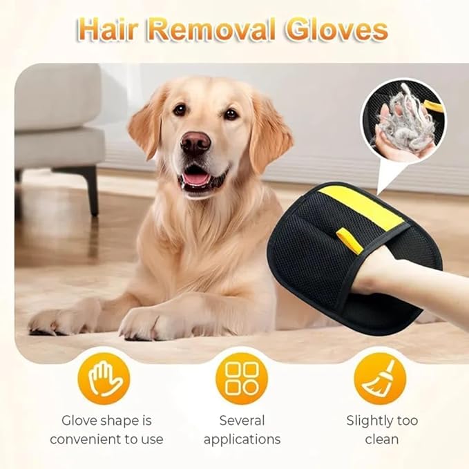 Pet Hair Removal Glove 3 Pack for Dogs & Cats, Reusable Electrostatic Grooming Mitt, 5-Finger Pet Hair Remover for Furniture, Couch, Carpet, Clothes & Car Seat