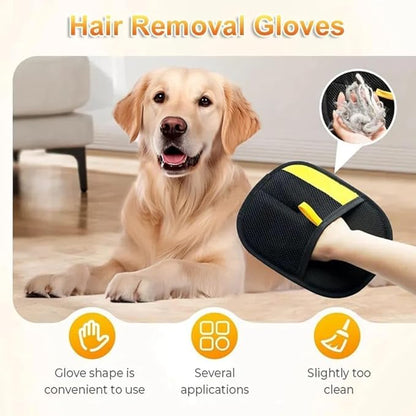 Pet Hair Removal Glove 3 Pack for Dogs & Cats, Reusable Electrostatic Grooming Mitt, 5-Finger Pet Hair Remover for Furniture, Couch, Carpet, Clothes & Car Seat