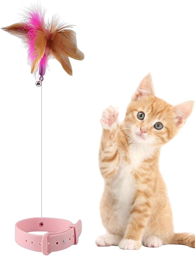 Pet Feather Wand - Flexible Feather Teaser with Wire | Interactive Cat Wand Feathers, Steel Wire Cat Toy Wand, Flying Feather Cat Catcher, Colorful Cat Wand String for Kitten Exercising Chasing