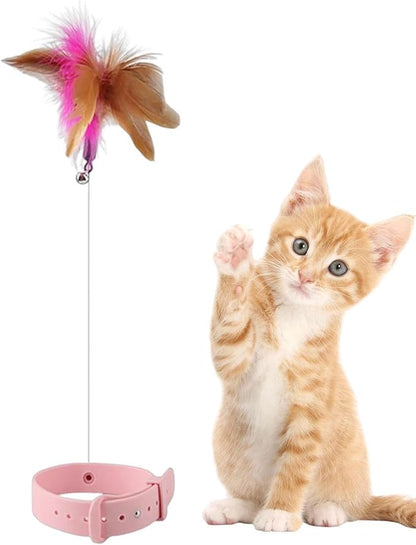Pet Feather Wand - Flexible Feather Teaser with Wire | Interactive Cat Wand Feathers, Steel Wire Cat Toy Wand, Flying Feather Cat Catcher, Colorful Cat Wand String for Kitten Exercising Chasing