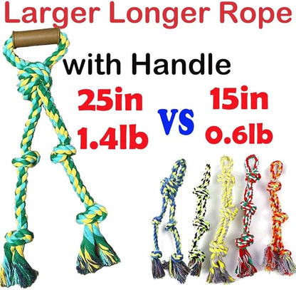 Large Dog Rope Toys for Aggressive Chewers - Pitbull Tug of War, Heavy Duty, Outdoor, Medium to Large Breed Dog Chew Rope with Handle