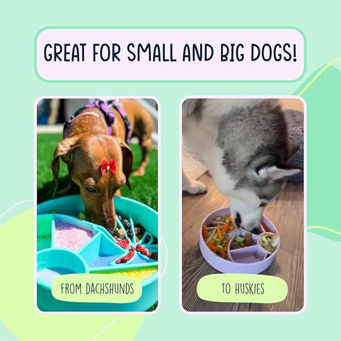 Loco Coco Interactive Slow Feeder Bowl - Silicone with Suction Cups, Dishwasher Safe - to Reduce Bloating, Anti-gulping, Improve Digestion, Dog Enrichment Game