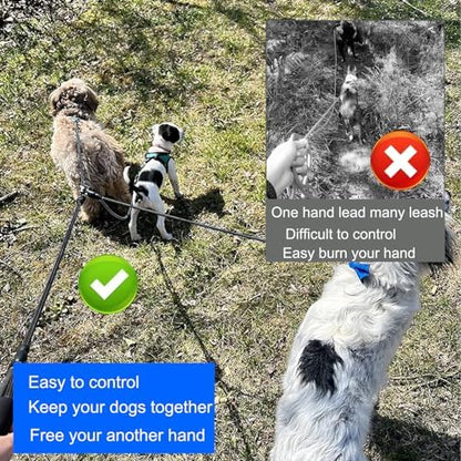 Heavy Duty 3 Dog Leash for Small Dogs No Tangle Detachable 360° Swivel Device with Padded Handle for Two/Three Pets - Image 3