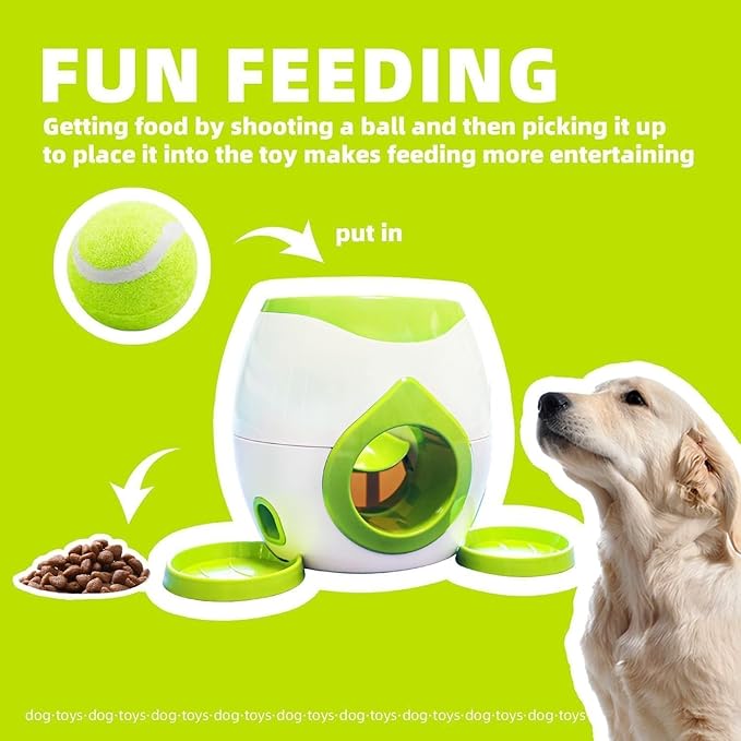 Dog Food Reward Machine, Automatic Dog Ball Launcher, Dog Tennis Ball Throwing Machine for Interactive Play & Training Small and Medium Dogs (White)
