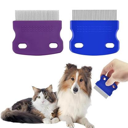 Professional Eye Comb for Pets，Stainless Steel Tear Stain Remover，For Cats & Dogs,Gentle Round-Head Grooming Tool,Precisely Removes Stains, Dirt And Debris From The Eye Area – 2 Pack