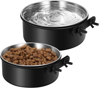 Dog Crate Water Bowl Hanging,2 Pack Stainless Steel Water Food Bowl No Spill for Crate Cage,Kennel Bowls Mountable Coop Cup for Dogs Cats Puppy